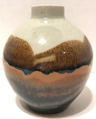 Buy R. Lane Signed Studio Pottery Glazed Vase 5.5  X 4.5  Grey Brown Black • 28.91£