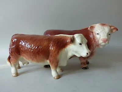 Buy Countryside Melba Ware Wain Farm Cattle Hereford Butchers Shop Bull Cow Set #s2 • 112.60£