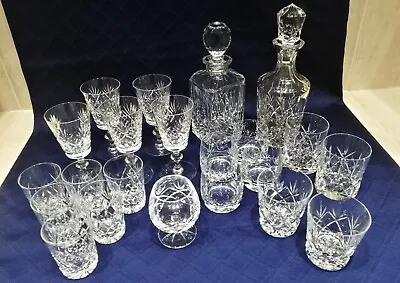 Buy Royal Brierley Cut Crystal 'Tall Braemar' Glassware Mixed Lot X 22 W/ Decanters • 43.99£