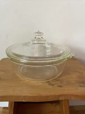 Buy Vintage Pyrex Clear Glass Casserole Baking Dish Bowl 168 With Dome Lid 268 Knob • 14.50£