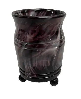 Buy Antique Victorian Amethyst Marbled Malachite Slag Purple Glass Posy Vase • 28£