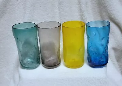 Buy Pilgrim Glass Pinched Crackle Multi Color Drinking Glasses • 28.77£
