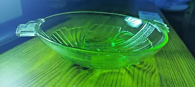 Buy Stolle Nieman Green Serving Bowl Uranium - Vaseline Depression Glass Vintage MCM • 26.99£