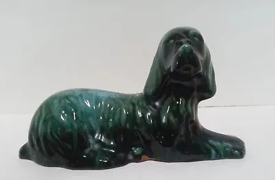 Buy Vintage Blue Mountain Pottery Resting Spaniel Dog Teal Blue Drip Glaze   Canada • 20.82£