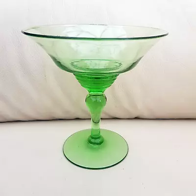 Buy Vintage 1930’s Art Deco Green Tazza Comport Glass • 10.99£