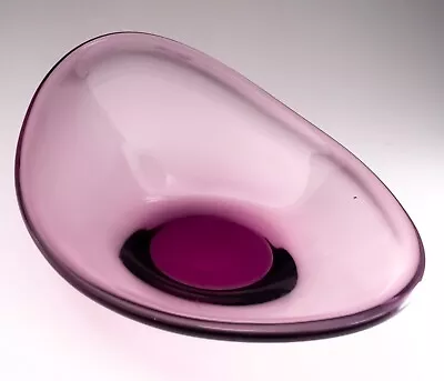 Buy Holmegaard Amethyst Blown Glass, Per Lutken Design Asymmetric Oval Bowl Danish • 36.60£