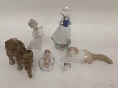 Buy 6 Figurines Nao Lladro Girl Poodle Angel Flute Angora Cat Baby Jesus Elephant • 14.50£