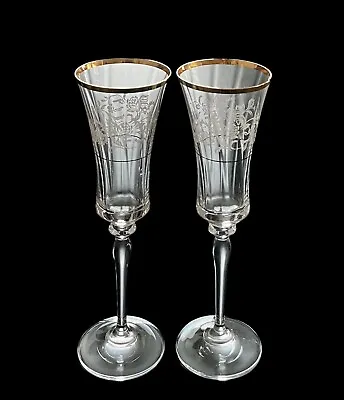 Buy 2 - Mikasa Crystal Antique Lace (New Version) 9-1/8” Fluted Champagne Glasses • 56.91£