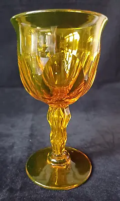 Buy Bohemian Uranium Amber Cut Crystal Wine Glass. C1930's • 35£