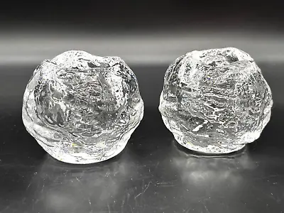 Buy 2 Swedish Kosta Boda Snowball Ice Crystal Art Glass Votive Tealight Holder Set • 27.02£