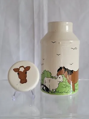 Buy Vintage Rare Swineside RETRO Farmyard Milk Churn Jug LID Cows Sheep Vase FUNKY • 34.99£