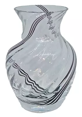 Buy Caithness Glass Vase Clear Swirl Pattern Black Triple Stripe H14.5cm X W10cm • 15.99£