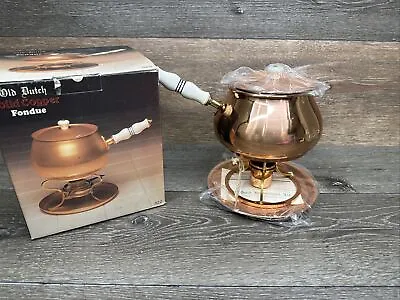 Buy VTG Old Dutch Portugal Solid Copper And Brass Fondue Pot Ceramic Handle 1.75 Qt • 85.80£
