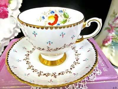 Buy TUSCAN Tea Cup And Saucer Painted Beaded Floral Teacup Pattern 1940s England  • 22.60£