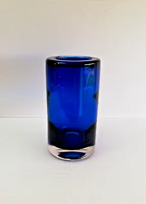 Buy Whitefriars Cased Blue Optic Cylinder Vase. No. 9583  Geoffrey Baxter C1964 • 64£