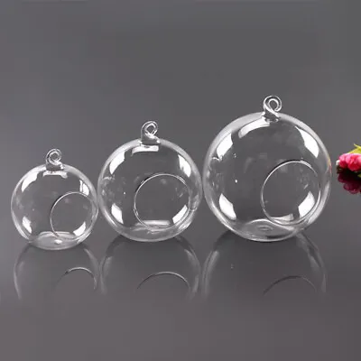 Buy 6-36x Clear Glass Christmas Hanging Ball Fillable Open Bauble Table CandleHolder • 8.95£