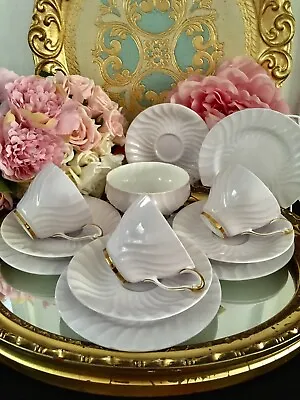Buy Queen Anne English Bone China Light Pink Lilac Tea Cups Trios Tea Set X12 🎀 • 125£