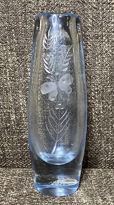 Buy Kosta Boda Ice Blue Glass Vase 7” Tall Etched Butterfly Scandinavian • 24.10£