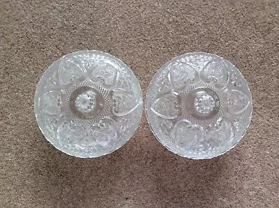 Buy Pair Vintage / Retro Glass Trinket / Sweet Bowls With Lids. Heart & Leaf Design. • 14.99£
