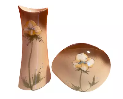 Buy Mid Century Baatz Floral Vases, Signed, Set Of 2 • 19.99£