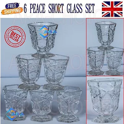 Buy Set Of 6 Short Tumbler Glasses Water Drinking Dessert Crystal Glass Bowl French • 10.89£