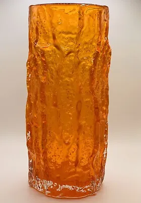 Buy Whitefriars Textured Large Orange Tangerine 9” Bark Vase 9689 Geoffrey Baxter • 195£