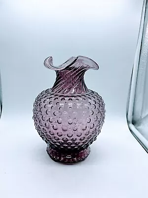 Buy Vintage Indiana Glass Amethyst Purple Plum Hobnail Vase • 24.02£