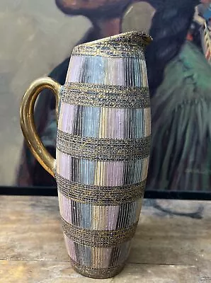 Buy Aldo Londi Bitossi Sgraffito Seta Ceramic Pitcher MCM Italian Pottery Gold Vase • 85.20£