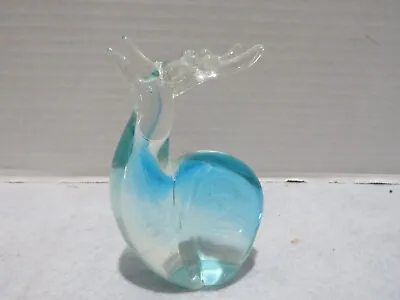 Buy Vtg Art Glass Blown Glass Deer Figurine Blue 4.5” • 19.16£