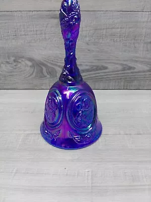 Buy Vintage 6-3/4  Fenton Carnival Art Glass Bell Blue Iridescent Mother & Child • 12.31£