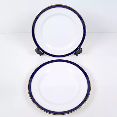 Buy Spode Consul Cobalt Salad Plates 20.5cm Bone China England Blue & Gold Set Of 2 • 22.59£