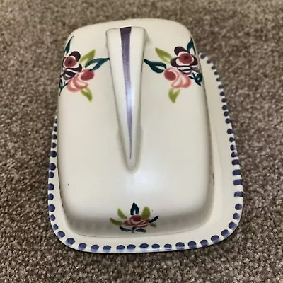 Buy Vintage Poole Pottery England Cheese/Butter Dish Handpainted Floral Pattern • 8.99£