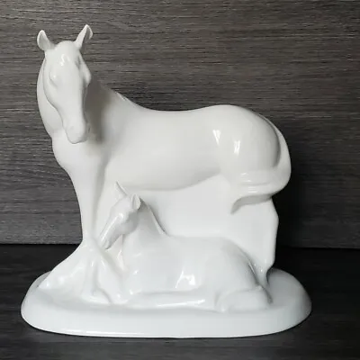 Buy Royal Doulton 2002  A New Life  Mare & Foal White Porcelain Horses Figurine • 69.99£