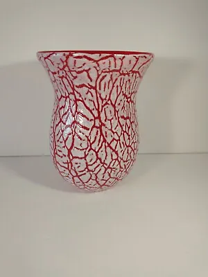 Buy  Lava Glaze Red White Glass Vase • 33.03£