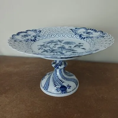 Buy Antique Meissen 'Blue Onion' Porcelain Blue & White Cake Stand Or Centrepiece • 44.95£