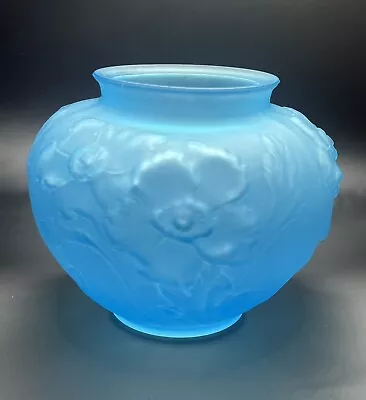 Buy Antique Tiffin Sky Blue Satin Glass “Poppy Vase’’ 5.5’’ Tall • 56.67£