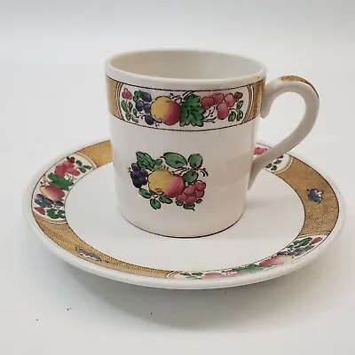 Buy Vintage BOOTHS Silicon China Handled Cup & Saucer Fruit & Vine Pattern ENGLAND • 18.85£