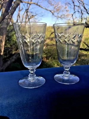 Buy Antique Vintage CRYSTAL Cut Glass STAR PATTERN Mimosa Wine Sherbet Set Of 2 ❤️ • 43.22£