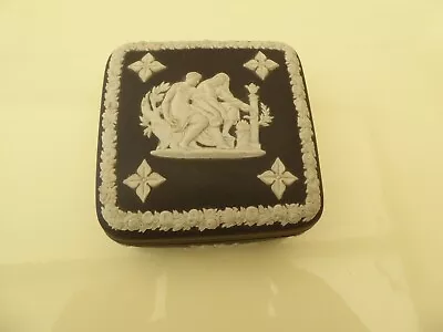 Buy Vintage Wedgwood Jasperware Black Basalt Trinket Lidded Box 4  Square X 2  High • 20£