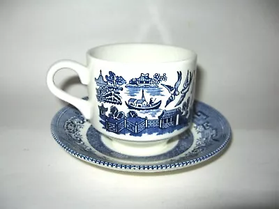 Buy Blue Willow China Churchilll England Cup And Saucer  Excellent Condition • 14.22£