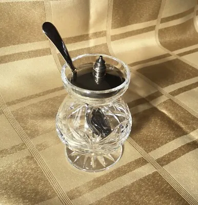 Buy Mustard Pot Cut Glass Crystal Glass Caithness ?? With Lid And Spoon, Vintage. • 9.99£