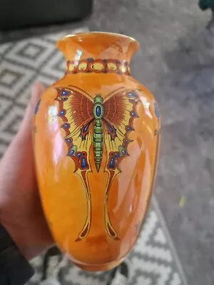 Buy Crown Ducal Orange Art Deco Butterfly Vase ,stunning  • 32£