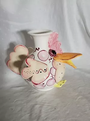 Buy Amazing  Handmade Pottery Funky Chicken Vase - Signed • 28.45£