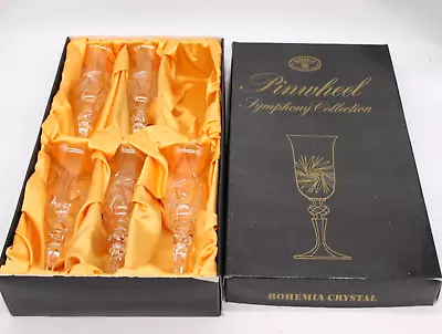 Buy BOHEMIA CRYSTAL Pinwheel Symphony Collection Set Of 5 In Box Wine Glass 20.5cm • 19.99£