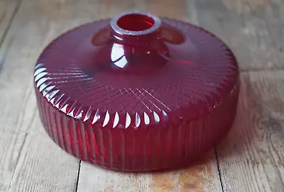 Buy Vintage Cranberry Ruby Cut Glass Large Ceiling Light Shade • 65£