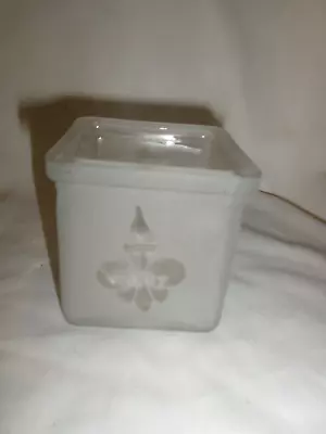 Buy Small Cube Shaped Smoked Glass Pot With 3 Feathers Motifs • 1.99£