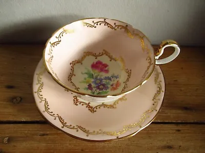 Buy Aynsley Bone China Vintage Cabinet Tea Cup And Saucer Pastel Peach Rose Pattern • 25£