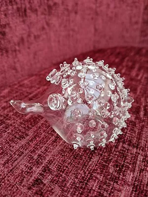 Buy Vintage Clear Blown Glass Delicate Hollow Hedgehog Figurine/ornament • 12£