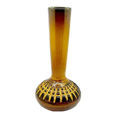 Buy Vintage ELLIS Pottery Bud Vase 221 Australian Mustard Brown Retro Mid Century • 21.62£