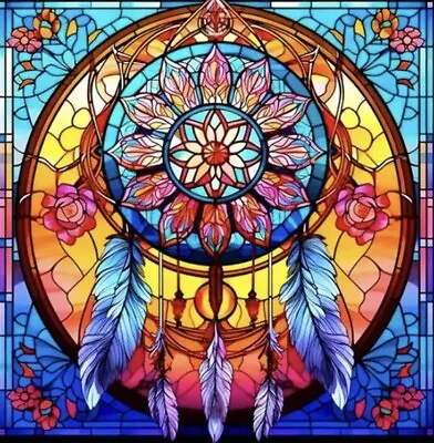 Buy Rainbow Dreamcatcher Stain Glass Window Cross Stitch Pattern • 4£